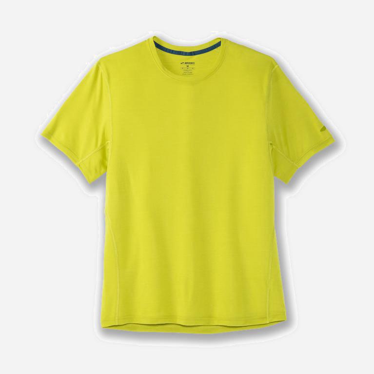 Brooks Distance Mens Short Sleeve Running Shirt Ireland Bright Moss/Yellow (CULK-48396)